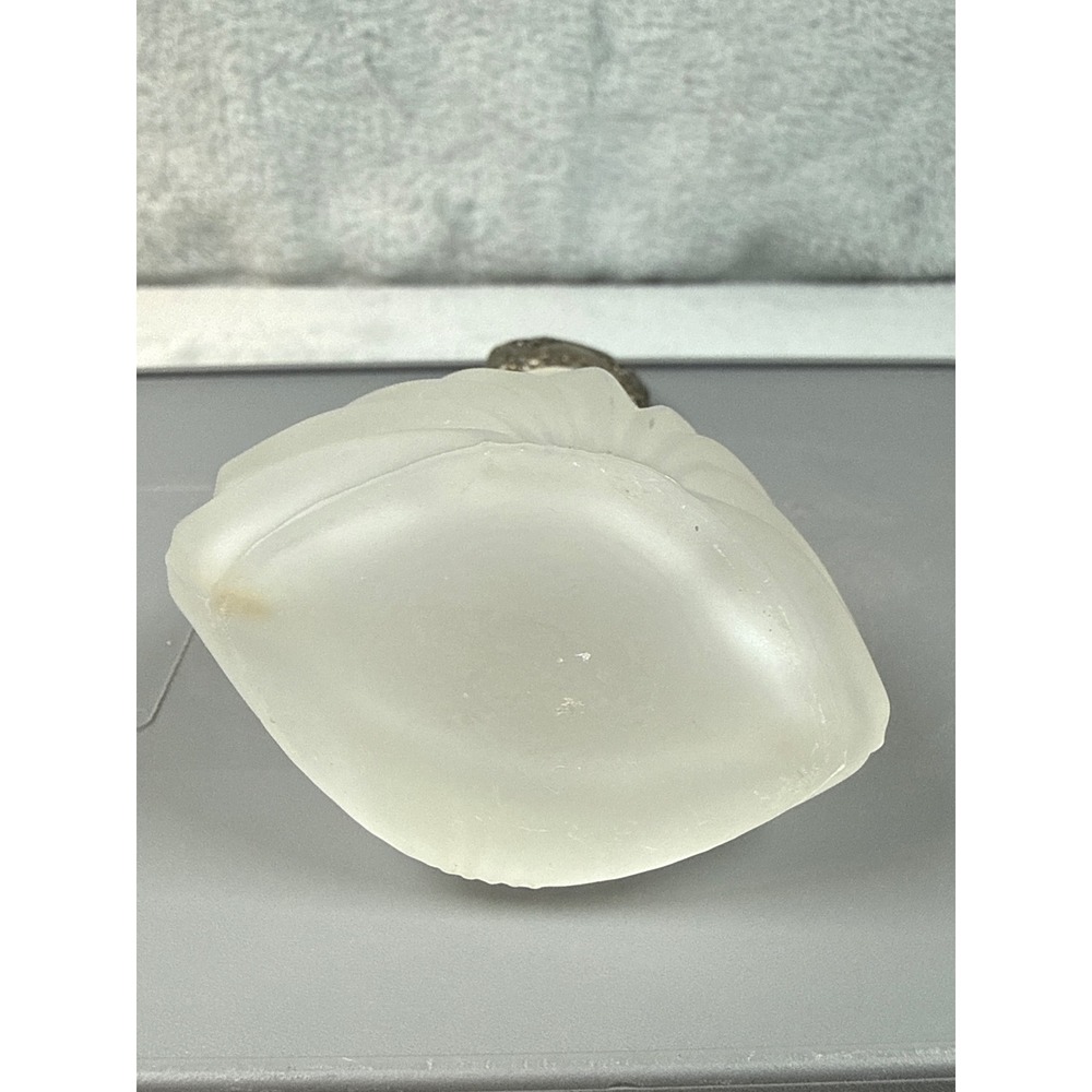 Vintage Style Frosted Glass Shell Bottle Ornate Silver Plated Floral Stopper - Picture 7 of 9